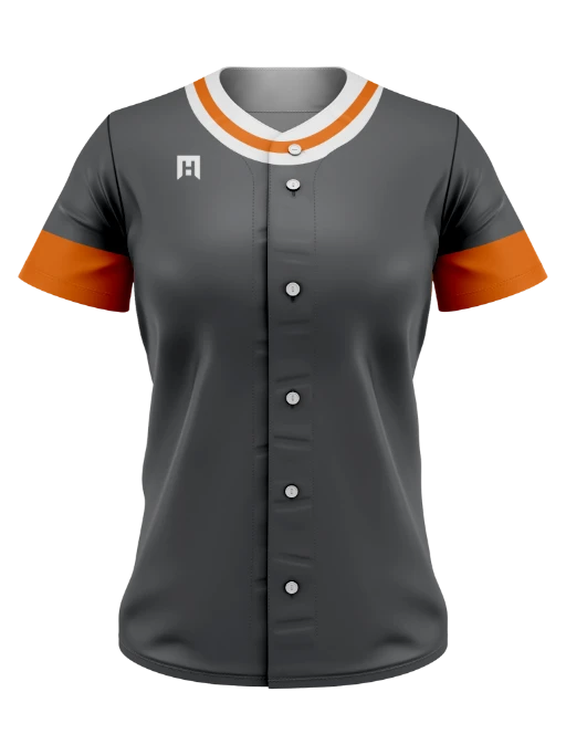 Softball Faux Full-Button Short Sleeve